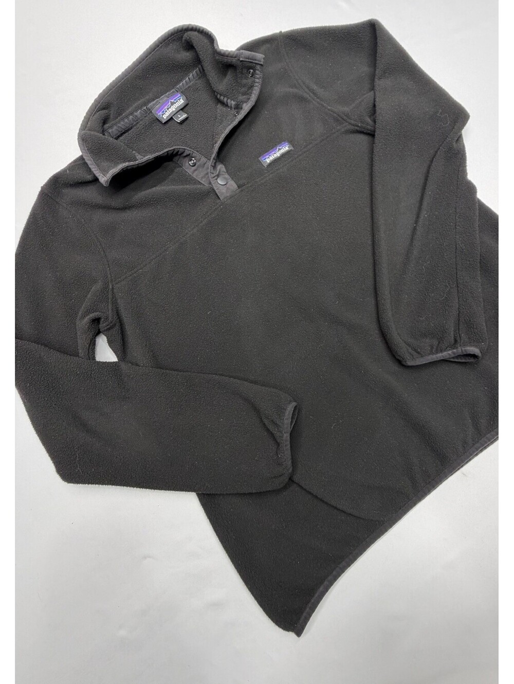 Patagonia Micro D Snap T Pullover Womens L Black Lightweight Hiking Outdoor